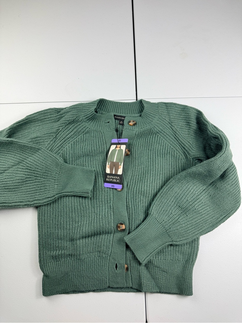 Banana Republic Women's Forest Green Button-Up Knit Cardigan